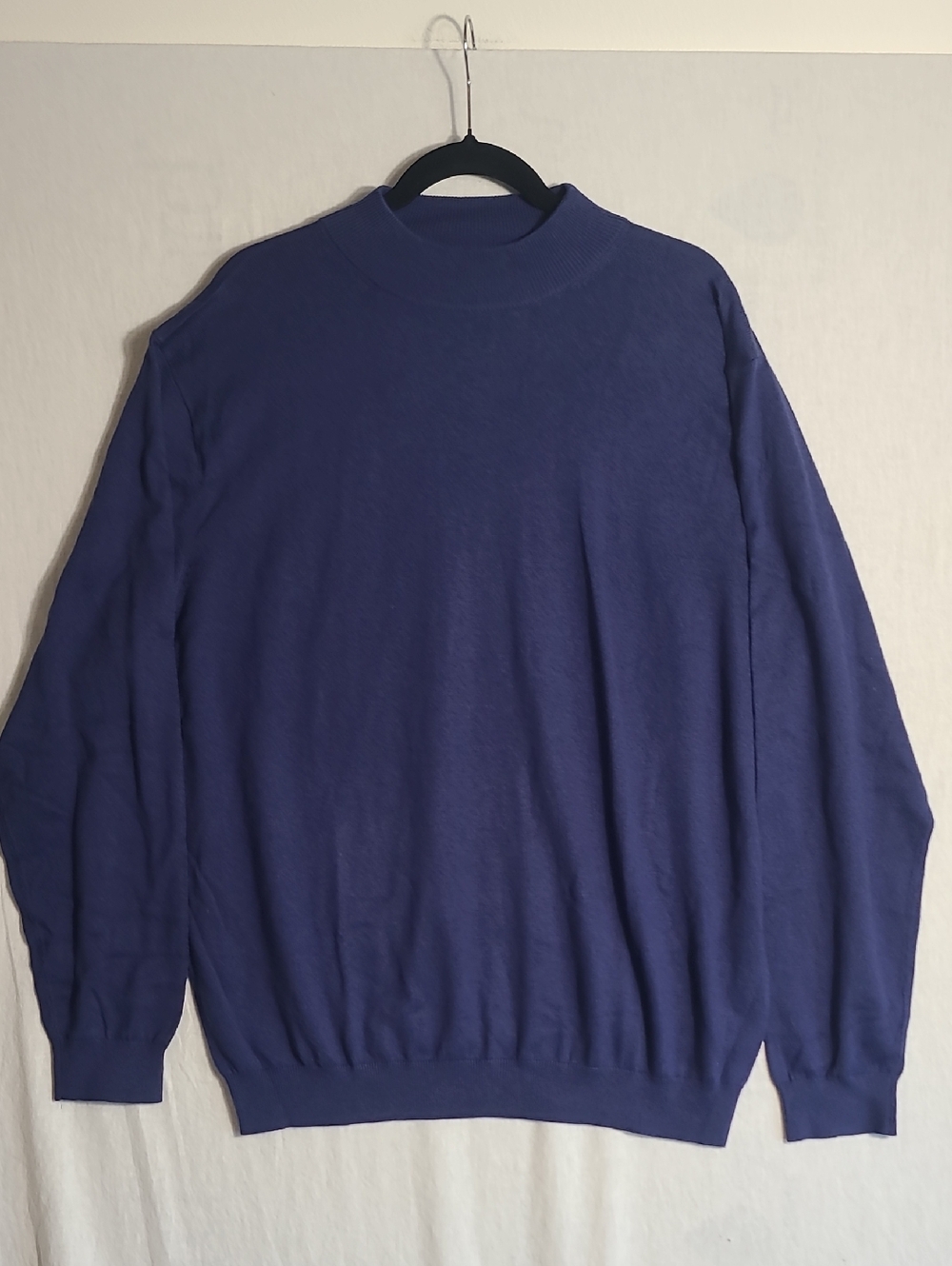 Paul Fredrick Navy Silk Cotton Cashmere Crewneck Sweater Lightweight XXL